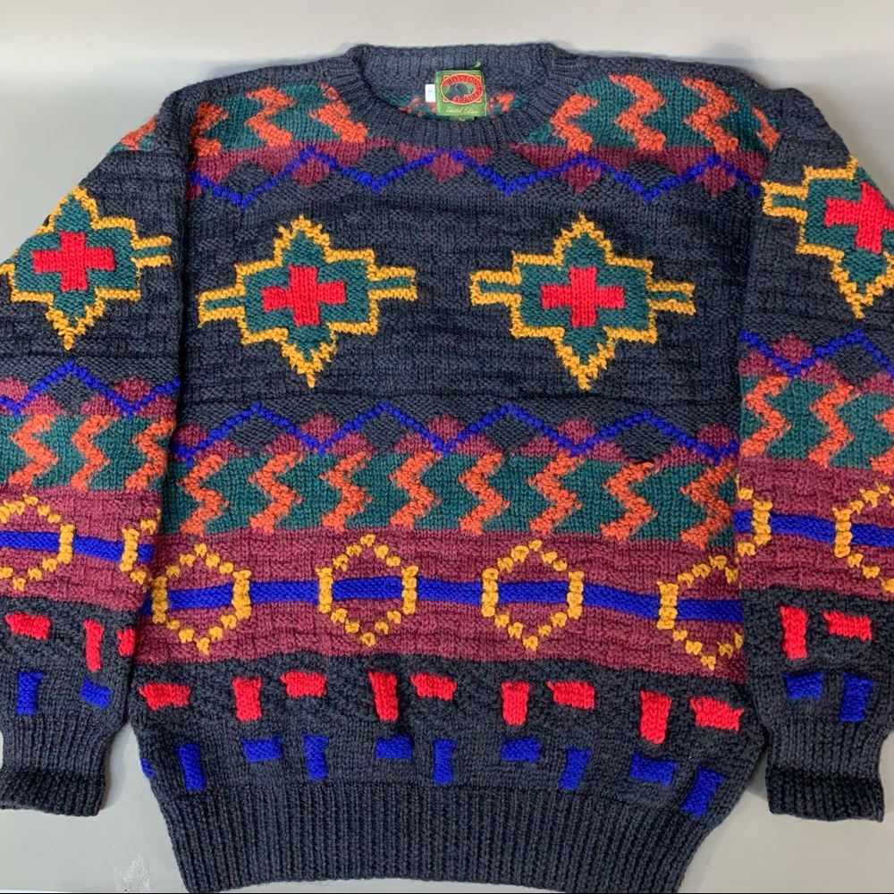 Boston Traders Limited Edition 100% Wool Southwest Native Design Sweater Large